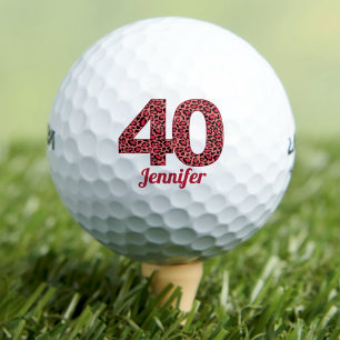 Balles De Golf Empreinte de léopard rouge 40e anniversaire Golfeu