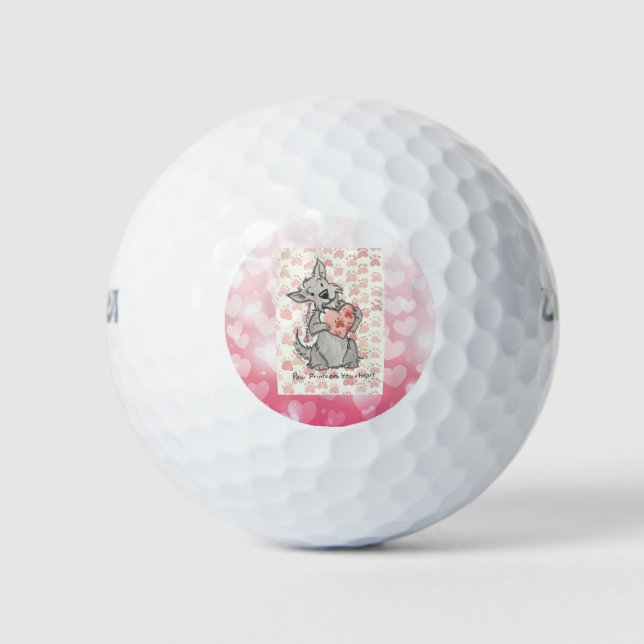 Balles De Golf Empreintes de pattes en forme de coeur (Devant)