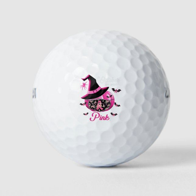 Balles De Golf En Octobre Nous Portons Le Citrouille Rose (Devant)