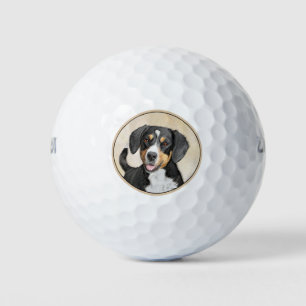 Balles De Golf Entlebucher Mountain Dog Peinture - Art original