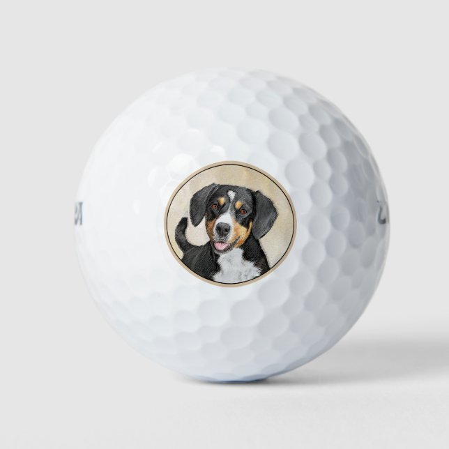 Balles De Golf Entlebucher Mountain Dog Peinture - Art original (Devant)