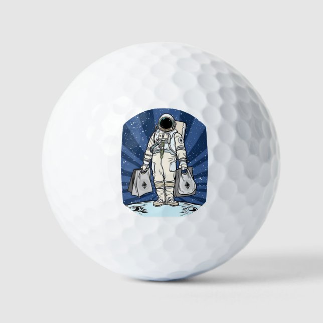 Balles De Golf Ethereum À La Lune ETH Space Man Merch (Recto)