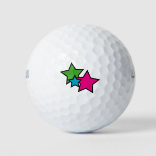 Balles De Golf Étoiles Neon rose Vert bleu