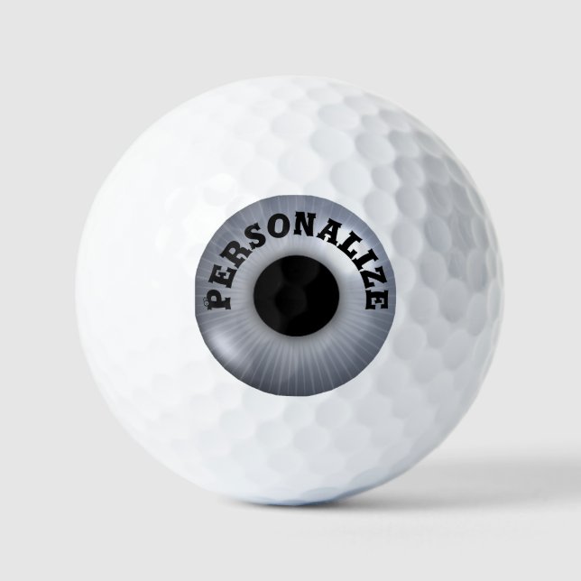 Balles De Golf Eyeball gris argent oeil noir Golf Balls (Recto)