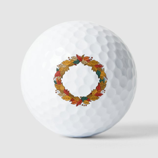 Balles De Golf Fall Leaf Wreath Circle (Recto)