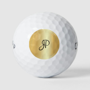 Balles De Golf Faux Gold Monogram Élégant Nom Modèle