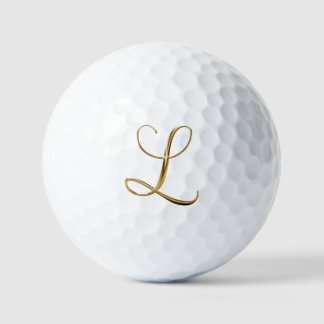 Balles De Golf Faux Or Métallisé Monogramme L
