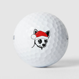 Balles De Golf Fête Chihuahua Santa Hat