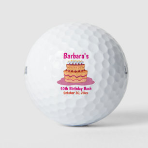 Balles De Golf Fête d'anniversaire 50ème Cinquante Favor Pink Cak