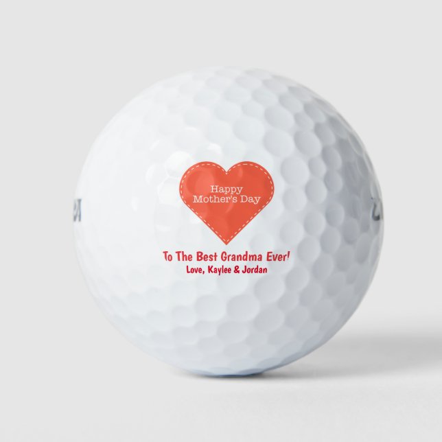 Balles De Golf Fête des Mères Grand-mère du meilleur coeur jamais (Devant)