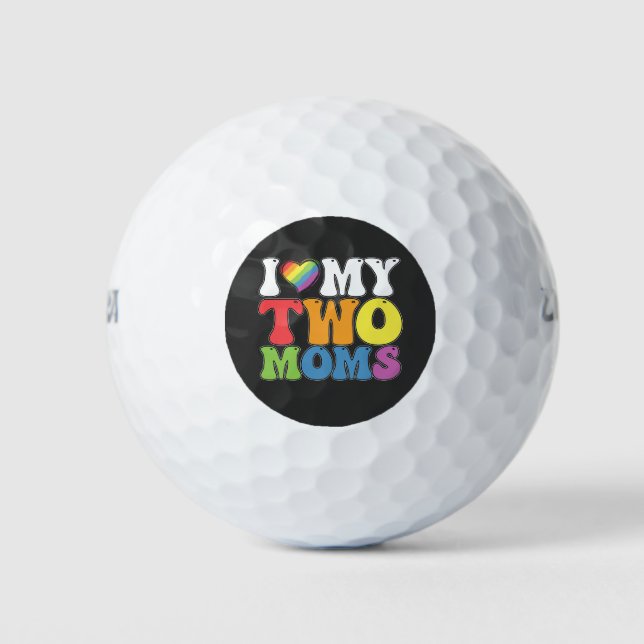 Balles De Golf Fierté LGBT J'Aime Mes Deux Moms Soutien Lesbien G (Devant)