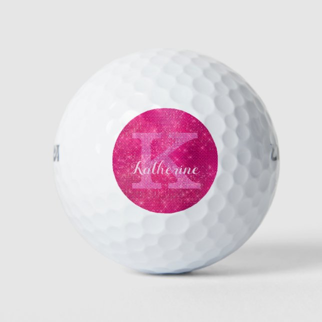 Balles De Golf Fille Cool rose chaud Diamond Étincelle Nom (Devant)