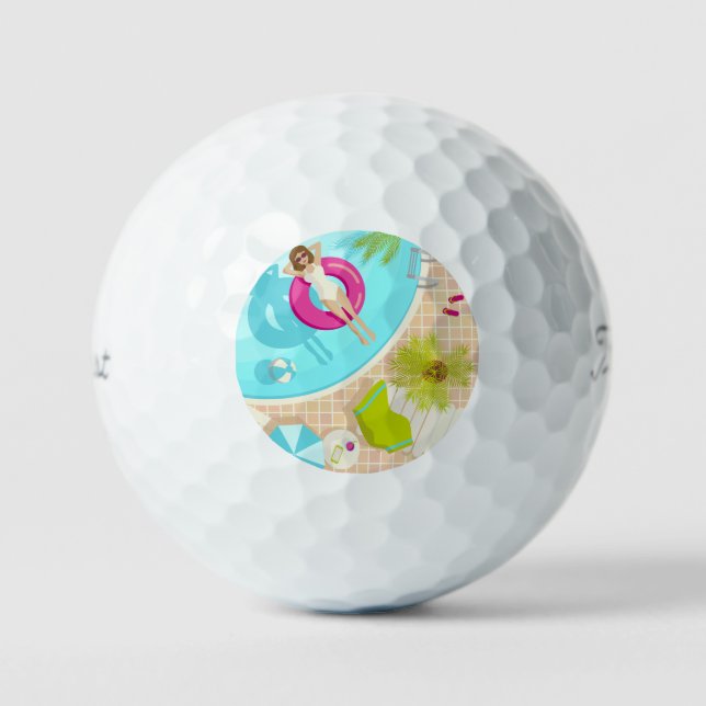 Balles De Golf Fille de piscine en bikini plage d'été (Recto)