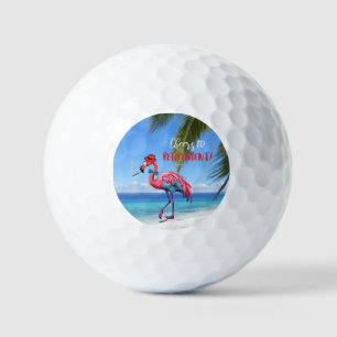 Balles De Golf Flamant rose de retraite sur Tropical Beach