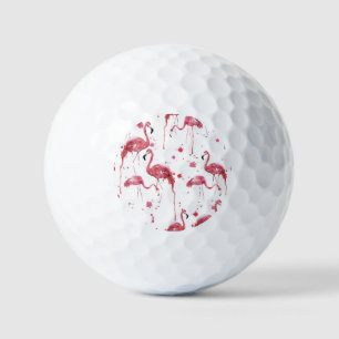 Balles De Golf Flamant rose motif aquarelle, design dynamique.