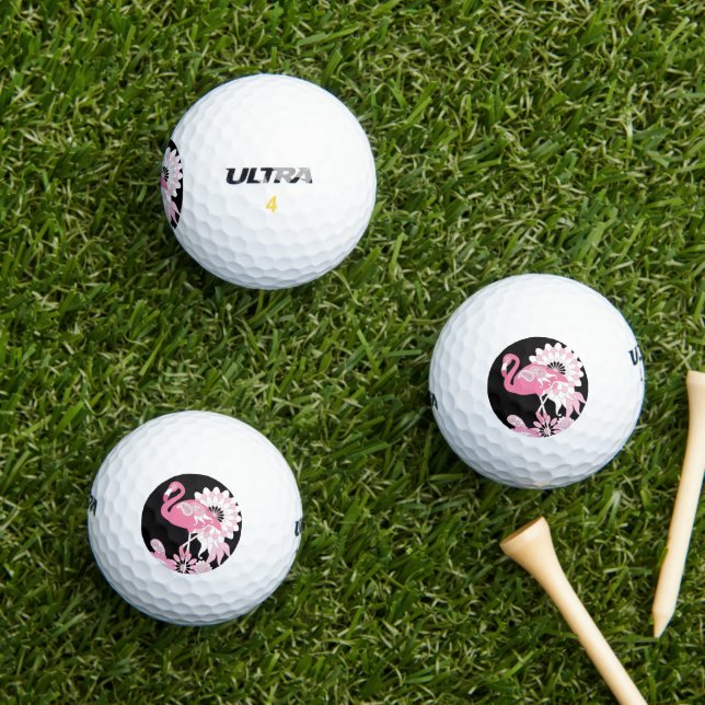 Balles De Golf Flamant rose rose Paisley moderne (Herbe in situ)