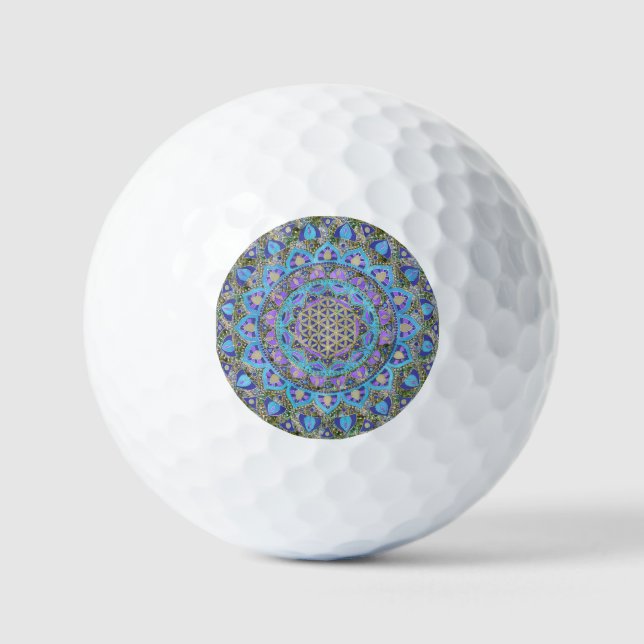 Balles De Golf Fleur De Vie - Mandala India Style 2 (Recto)