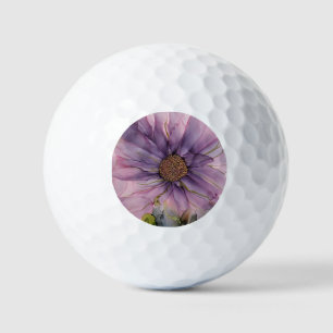 Balles De Golf fleur d'encre d'alcool rose et violet