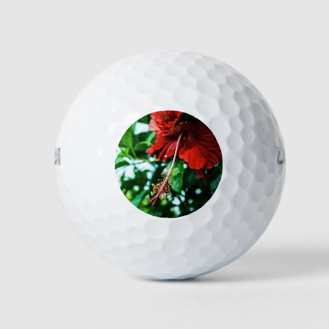 Balles De Golf Fleur d'Hibiscus rouge (Devant)