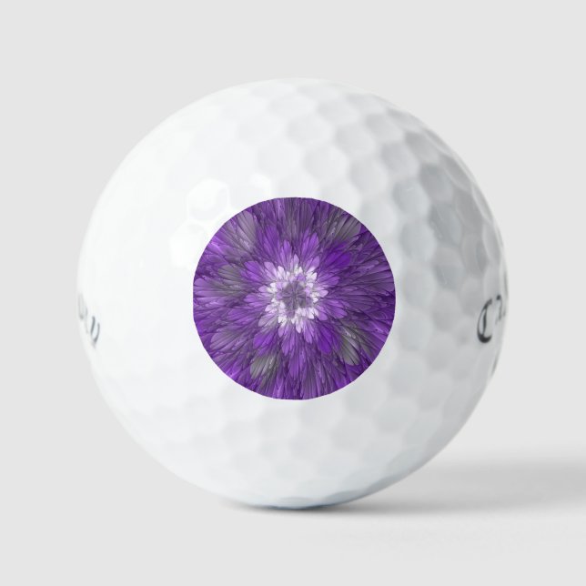 Balles De Golf Fleur psychédélique violette Abstraite Fractal Art (Recto)