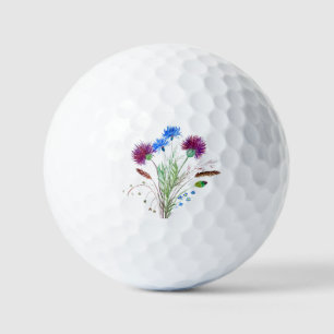 Balles De Golf Fleur violet de chardon écossais Aquarelle écossai