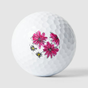 Balles De Golf Fleurs blanches et roses