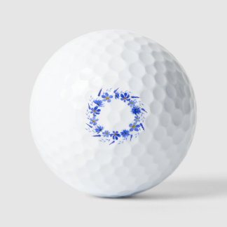 Balles De Golf Fleurs bleu d'aquarelle romantique été