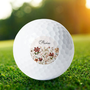 Balles De Golf Fleurs de sauvage florales vintage à l'aquarelle a