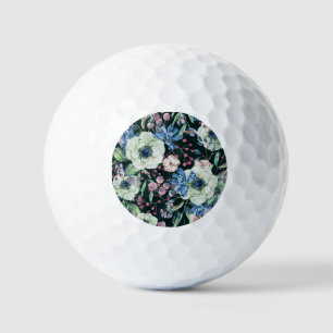Balles De Golf Fleurs sauvages d'anémones : Motif d'aquarelle Vin