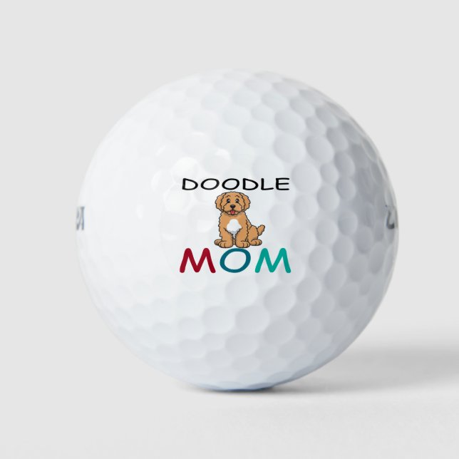 Balles De Golf Floral Doodle Maman - Golden Doodle Goldendoodle (Devant)
