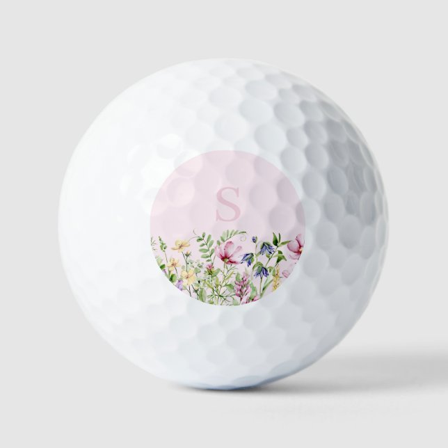 Balles De Golf Floral Fleur sauvage rose personnalisé (Recto)