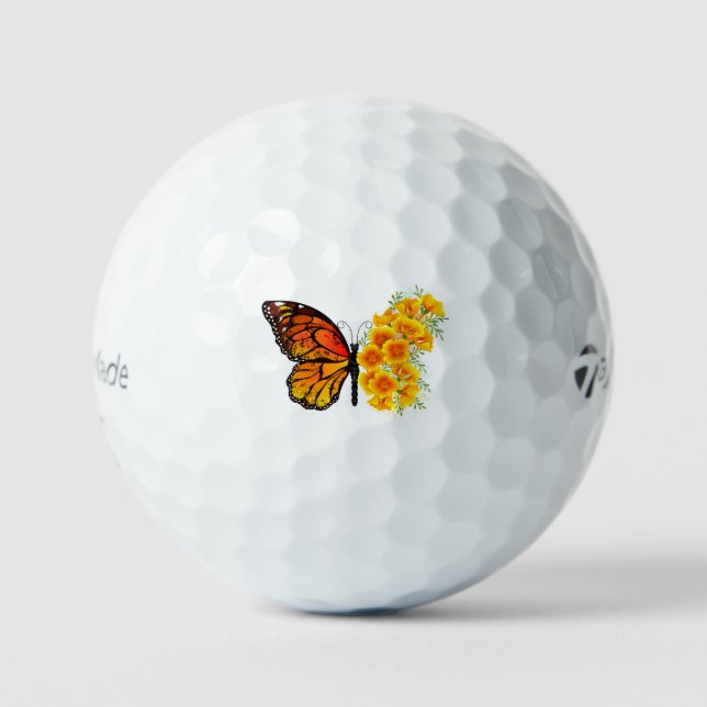 Balles De Golf Flower Butterfly with Yellow California Poppy (Recto)
