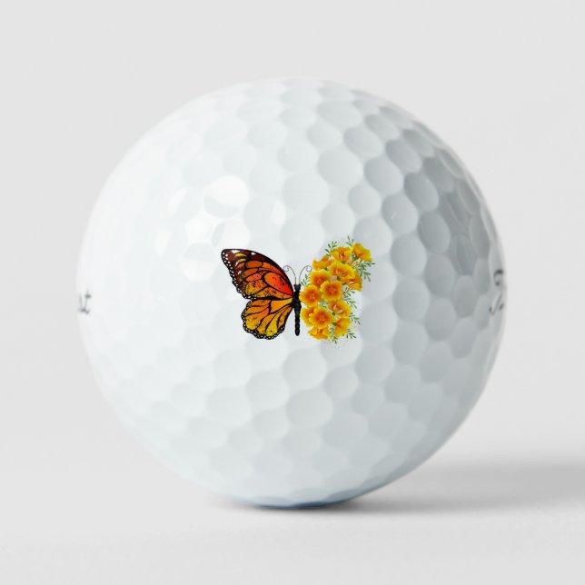 Balles De Golf Flower Butterfly with Yellow California Poppy (Recto)