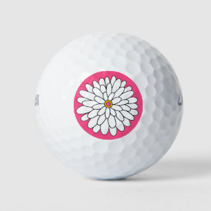 Balles De Golf Fond rose de zinnia dessiné à la main