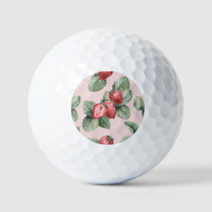 Balles De Golf Fraises mûres d'été : Aquarelle rose