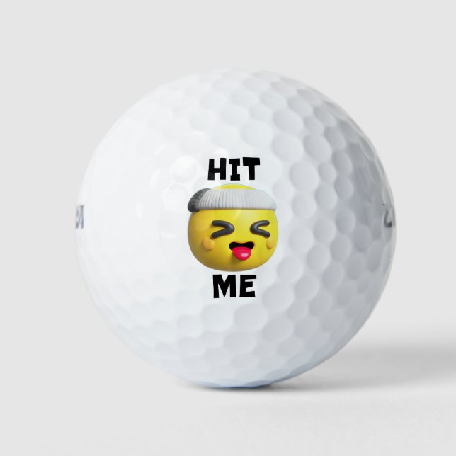 Balles De Golf Frappe-moi - drôle moqueuse émoticône, agaçante et (Devant)