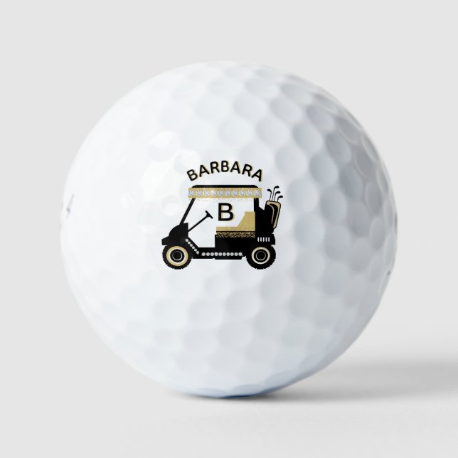 Balles De Golf Fun Glam Glitz Nom Gold Trim Diamond Golf Panier (Devant)