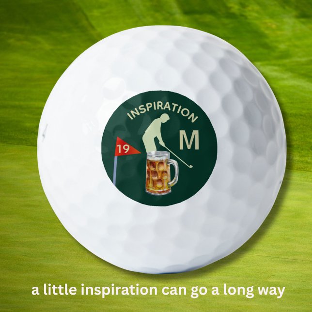 Balles De Golf Fun Inspirational 19th Hole Beer Monogram  (Créateur téléchargé)