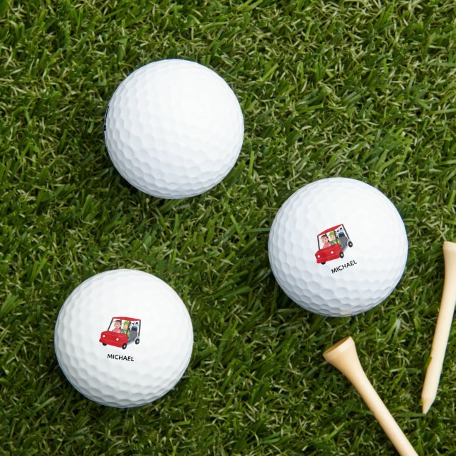 Balles De Golf Fun Unique  Cart Monogram Name Golf Balls (Herbe in situ)