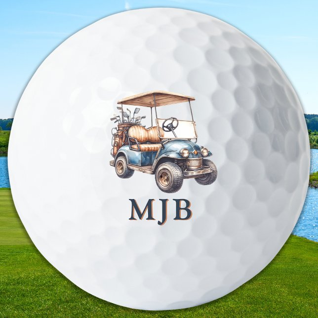 Balles De Golf Fun Unique Golfer Cart Custom 3 Initial Monogram (Créateur téléchargé)