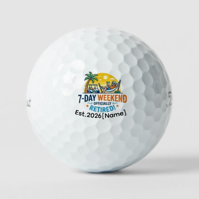 Balles De Golf Funny 7-Day Weekend Officially Retired Golf Ball (Recto)
