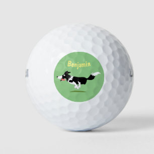 Balles De Golf Funny Border Collie chien en course dessin animé