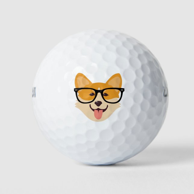 Balles De Golf Funny Hipster Corgi (Devant)