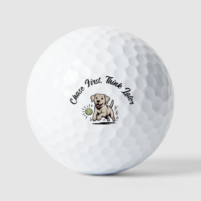 Balles De Golf Funny Labrador Retriever “Chasing Mode” Cartoon  (Recto)