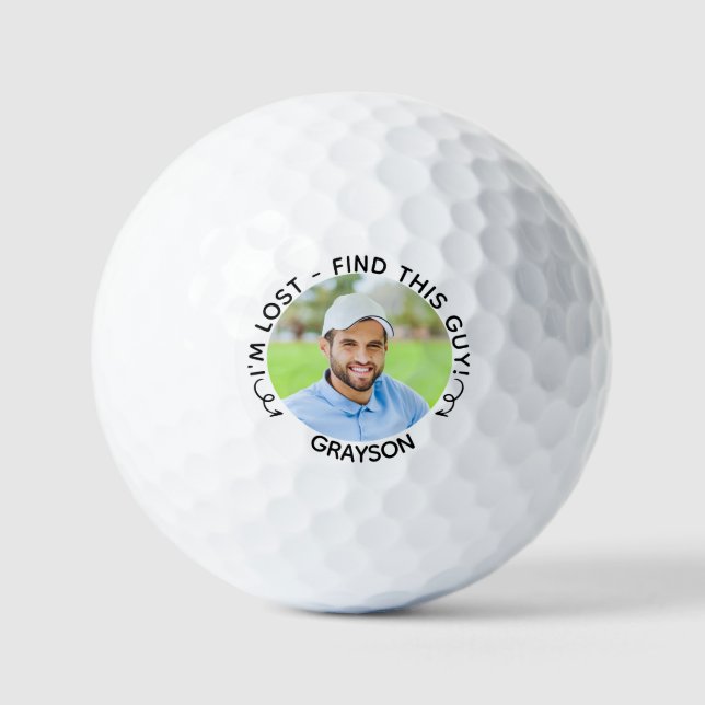 Balles De Golf Funny Modern Photo Nom Je suis perdu (Recto)