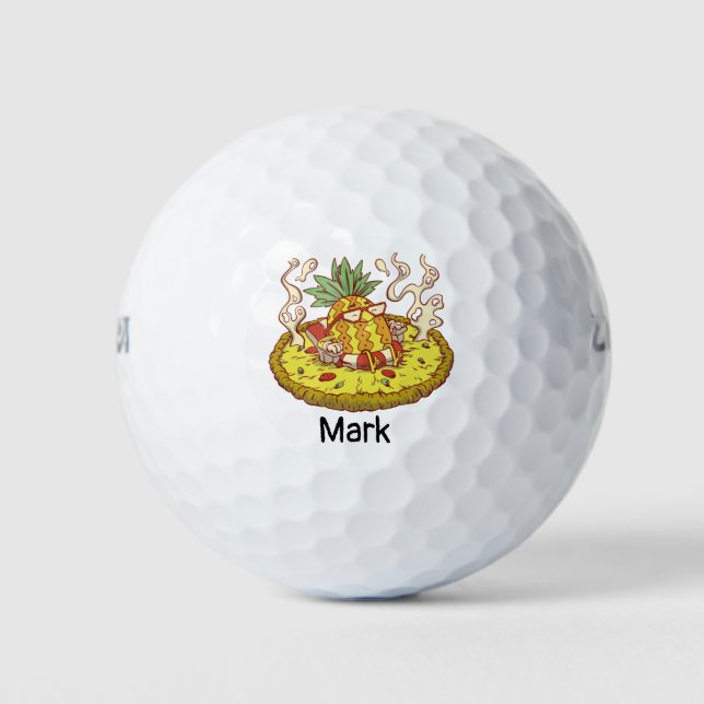 Balles De Golf Funny Pizza à l'ananas pour l'été (Devant)
