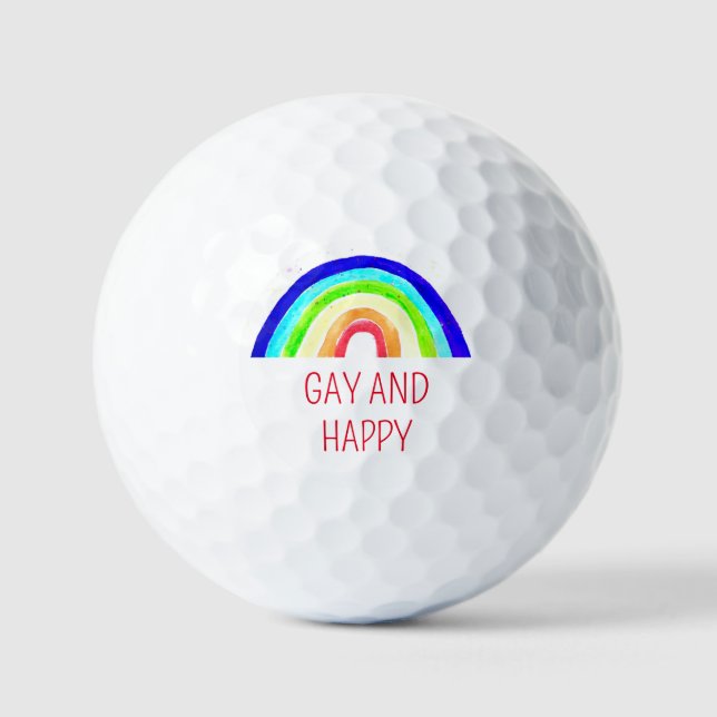 Balles De Golf Gay pride lesbienne LGBT Aquarelle arc-en-ciel (Recto)