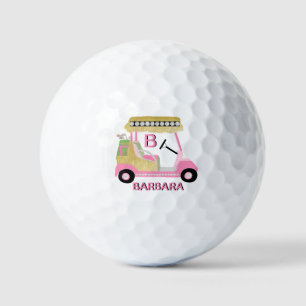 Balles De Golf Glam Glitz Nom du monogramme Pink Gold Diamond Pan