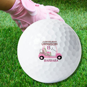 Balles De Golf Glam Glitz Nom du monogramme Rose Gold Diamond Pan