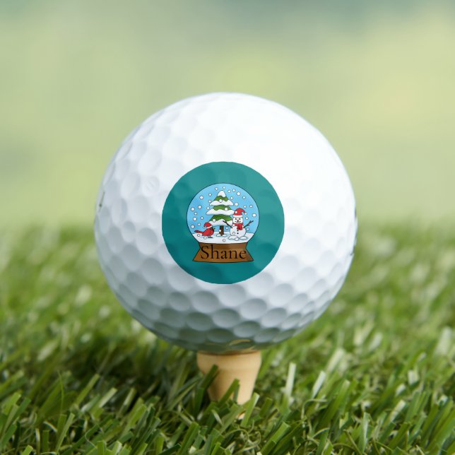 Balles De Golf Globe w Cardinal Snowman & Pine Tree | Personnalis (T-shirt Insitu)
